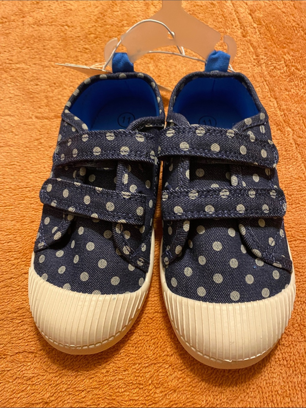 Cat & Jack Navy Polka Dot Hook-and-Loop Sneakers - Picture 3 of 3